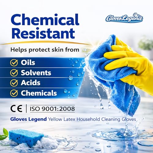 Yellow Reusable Dishwashing Gloves - Medium Size, 3 Pairs
