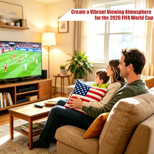 Patriotic USA Flag Throw Pillow Cover 18x18 - 2026 Soccer Decor (2 Pack)