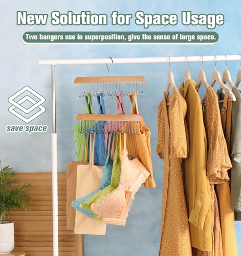 Fitnice Wood Bra Hanger Organizer, 2 Pack Space Saving Tank Top Hangers