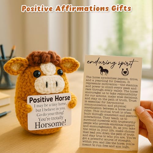 Handmade Crochet Horse Positive Gift - Mini Inspirational Desk Decor