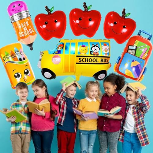 Back to School Balloon Set - School Bus, Crayon, Pencil & Welcome Decorations