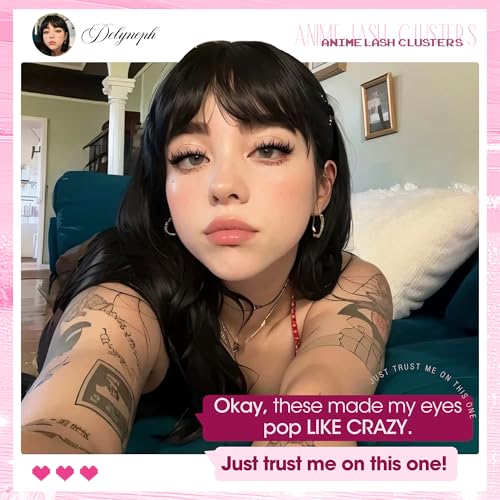 Delyneph Manga Lash Clusters Anime Wispy Eyelash Extensions with Spikes