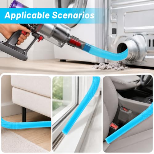 Dyson-Compatible Dryer Vent Cleaner Kit – 3 Pack Flexible Lint Vacuum Attachments