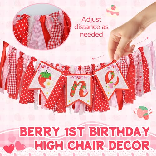 Strawberry 1st Birthday High Chair Banner - Sweet One Decor