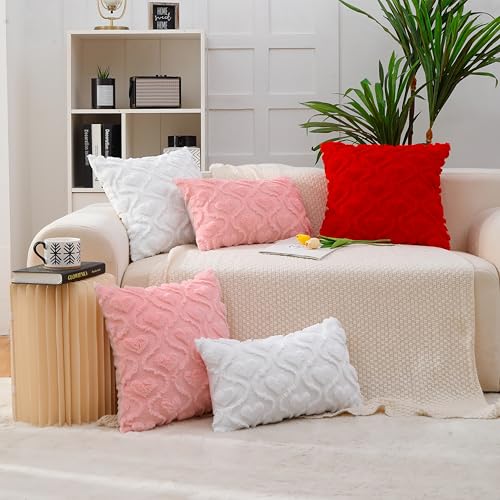 All Smiles Pink Heart Valentine's Day Throw Pillow Covers, 18x18, Set of 2