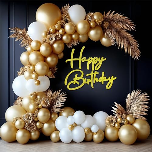 Glitter Gold Felt Happy Birthday Sign 2-Set Party Backdrop Decoration