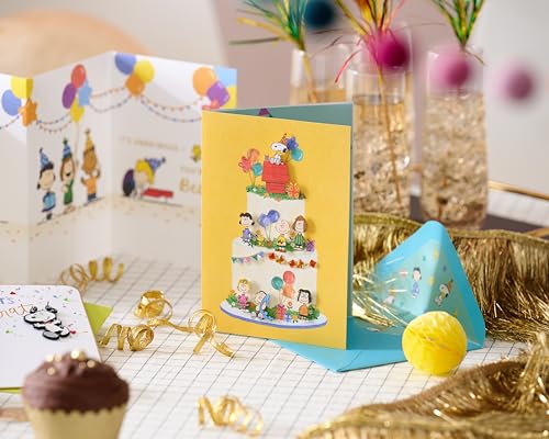 Papyrus Peanuts Birthday Card - 5x7 Cake Design with Snoopy