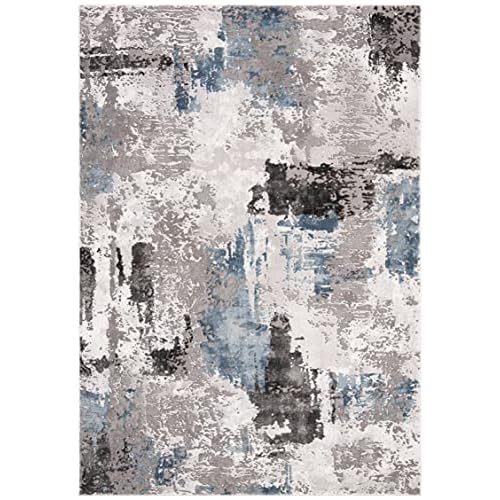 SAFAVIEH Craft Collection Accent Rug - 2'3" x 4', Grey & Blue, Modern Design, Non-Shedding & Easy Care, Ideal for High Traffic Areas in Entryway, Living Room, Bedroom (CFT820F)