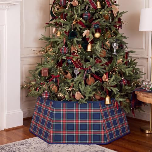 Poen Tartan Plaid Christmas Tree Collar - 29-inch Holiday Tree Skirt