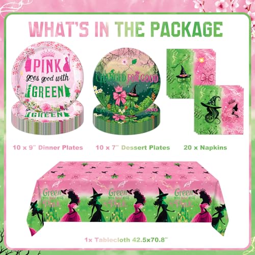 41pcs Witch Party Decorations Set - Pink and Green Birthday Tableware 01