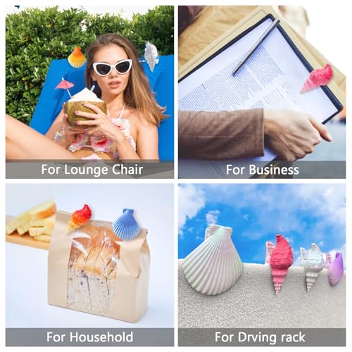 CaLoogn Electroplating Sea Shell Beach Towel Clips for Pool Lounge Chairs