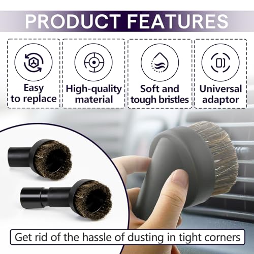 Chaseroad 3-Pack Horse Hair Brush Vacuum Attachments Set