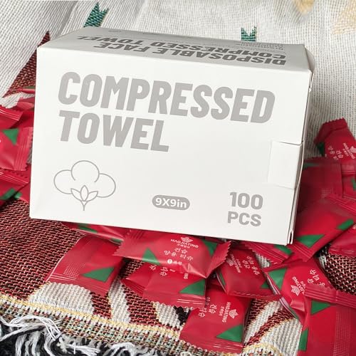 100 Pack Mini Compressed Towels - Portable Disposable Wipes for Travel