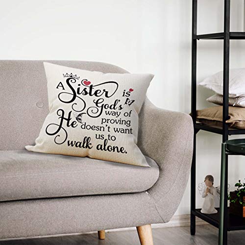 Sister Pillow Cover 18x18 - Black Cotton Linen Decorative Throw