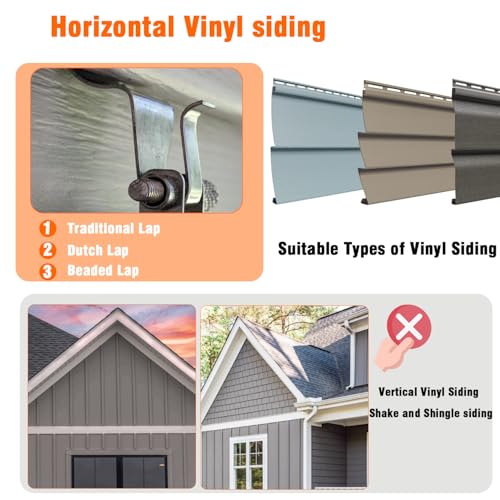 YUNFOOK 14 Pcs Stainless Steel Vinyl Siding Hooks - No-Hole Outdoor Hangers