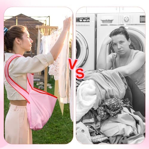 Lasuroa Portable Clothes Drying Apron with Large Pouch - Pink
