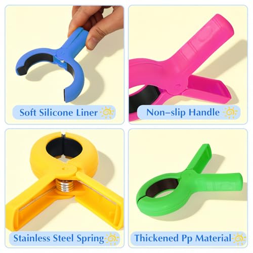 8-Pack Heavy-Duty Beach Towel Clips with Storage Pouch - Non-Slip, Windproof, Vibrant Colors