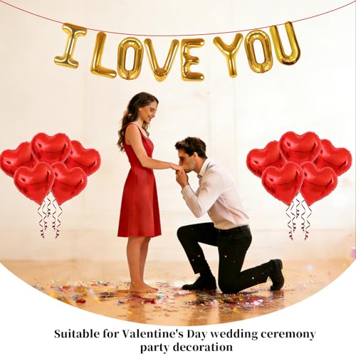 18 Pcs Romantic Valentine Balloon Set - Heart & 'I LOVE YOU' Decor
