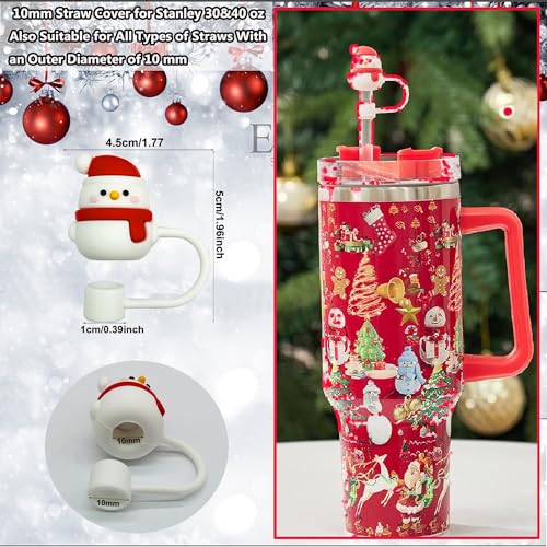 8-Pack Christmas Silicone Straw Toppers for Stanley Cups