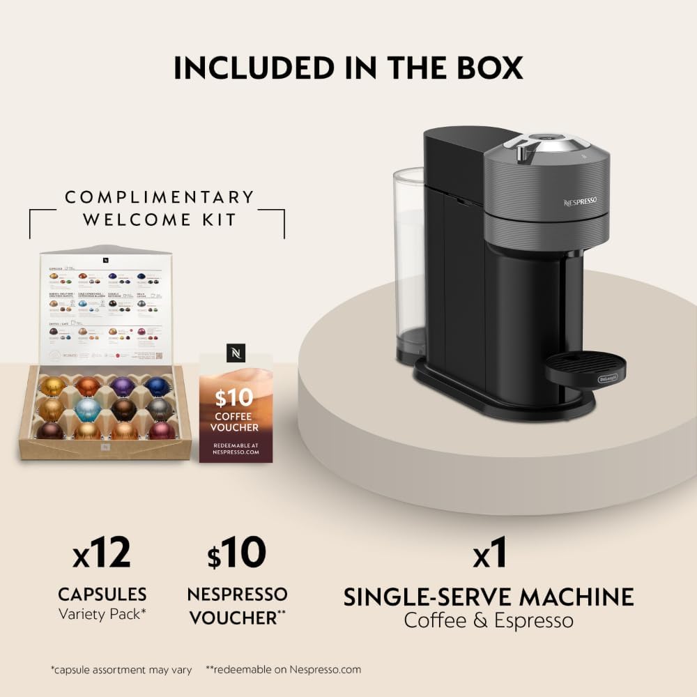 Nespresso Vertuo Next Coffee & Espresso Maker - 1260 Watts - Sleek Dark Gray Design