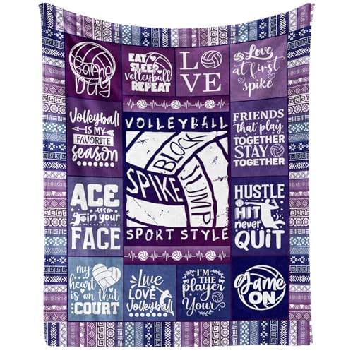 Volleyball Blanket for Kids Teens Adults 60 x 80 Inches - Twin Size
