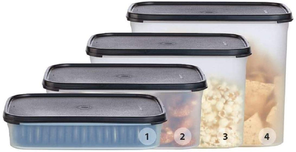 Tupperware Modular Mates Rectangle 1 Black Seal Holds 8.5 Cups