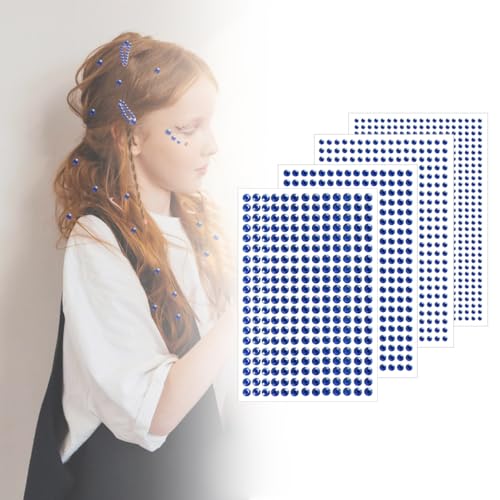 Self-Adhesive Blue Rhinestone Stickers - 4 Sizes Gem Sheets for Crafts & Nails