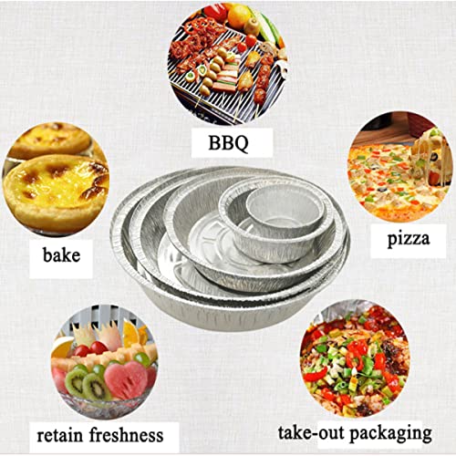 LUCKMETA 7'' Round Disposable Aluminum Foil Pans with Lids - 30 Pack