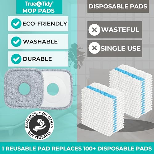 True & Tidy 2-Pack 9-Inch Microfiber Mop Pad Refills for SPIN-800