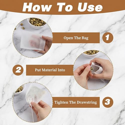 100 Disposable Tea Bags for Loose Leaf Tea - 3.15x3.94 Inches