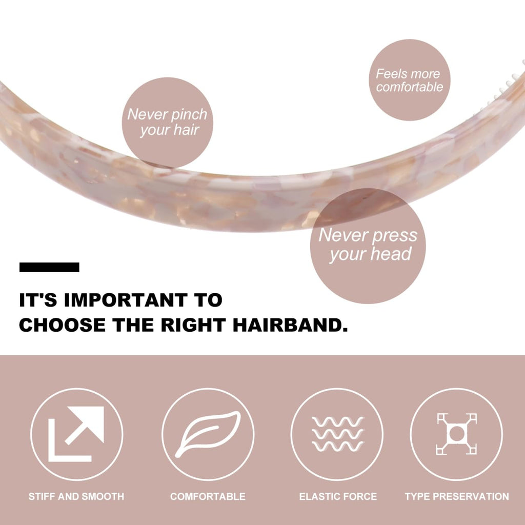 Uonlytech Tortoiseshell Hairband - Non-Slip Acetate Shower Headband for Face Washing | Stylish Women's Accessory 5.5 X 4.9 in