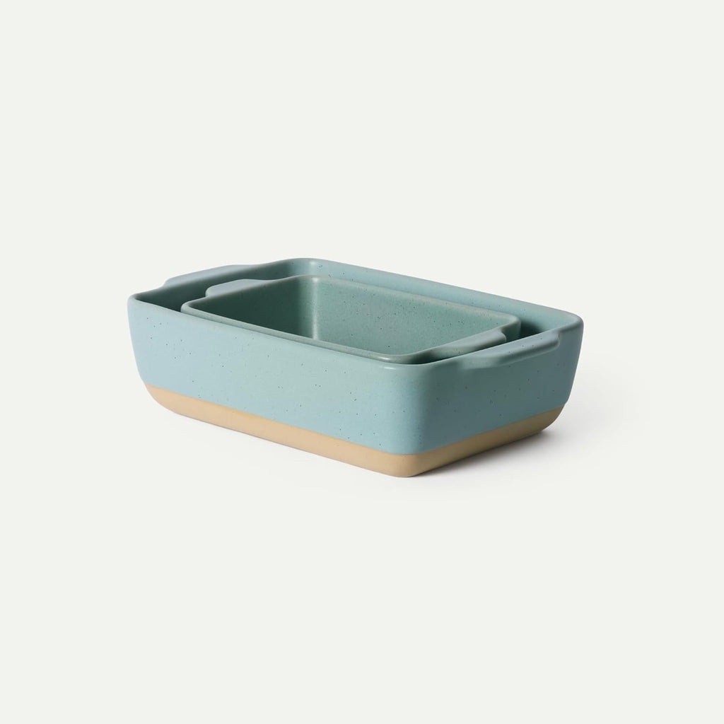 Mora Ceramic Baking Dishes Set of 2 | Versatile Casserole & Loaf Pans - 7x11 in Porcelain, Freezer Safe - Iris