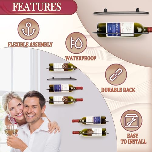 Wall Mounted Wine Rack – 2 Individual Bottle Holders for Home Bar Decor