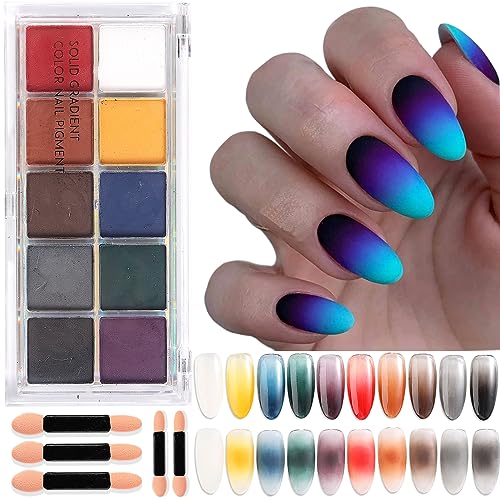 Neon Solid Nail Powder 10 Colors Fluorescent Pigment Set with Sticks