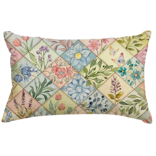 RABUSOFA Colorful Floral Spring Pillow Cover 12x20 - Pack of 1