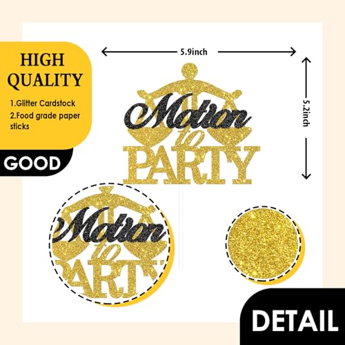 Congrats Grad Cake Topper - Gold Black Glitter for Law School Graduation