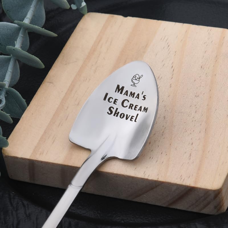Borhmty Engraved Stainless Steel Ice Cream Spoon Gift for Mom