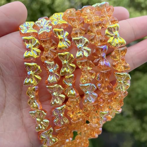 Song Xi 60pcs Orange Bowknot Glass Beads for Jewelry Making