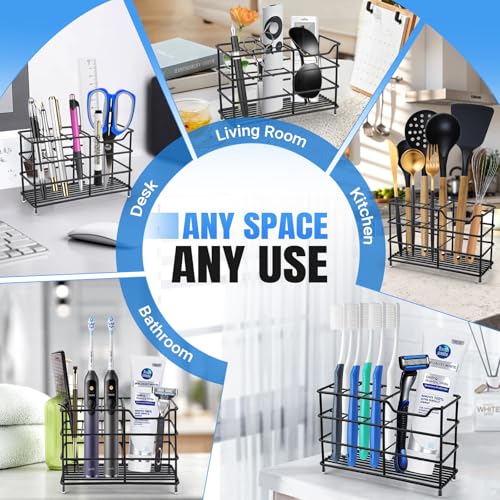 Stainless Steel Bathroom Toothbrush Holder with 4 Slots - Rustproof Organizer for Kids & Adults