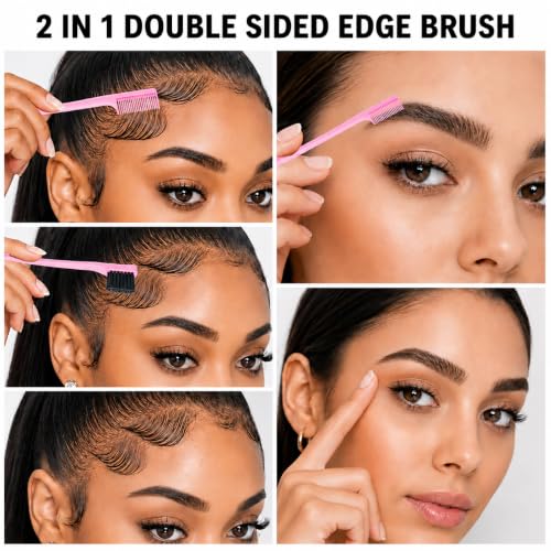 Aigee 6-Piece Slick Back Hair Brush & Edge Control Brush Set