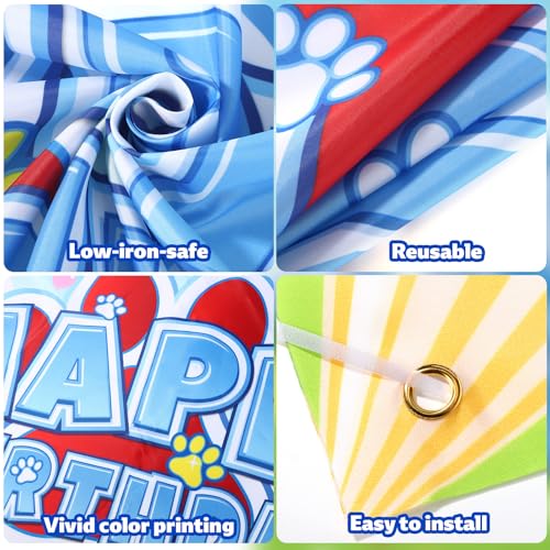Cartoon Paw Print Birthday Backdrop - 59x39 Inch Polyester Banner