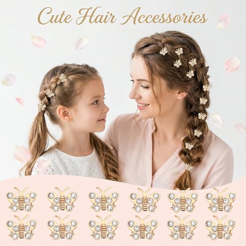 Ymapinc Gold Butterfly Hair Clips, 20 Pcs Crystal Rhinestone Hair Pins