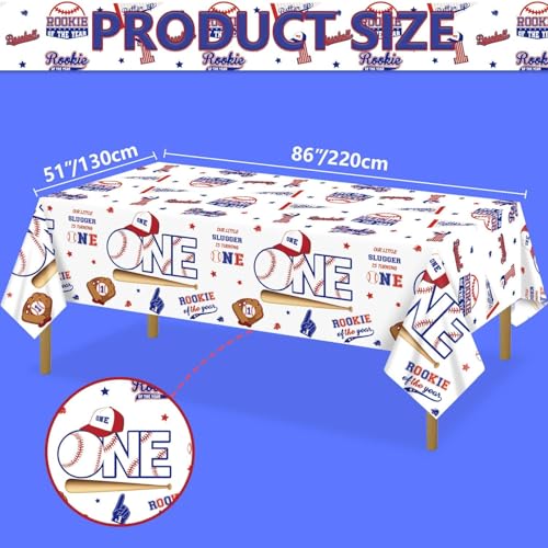 Baseball Themed Tablecloths for 1st Birthday Party - 4 Pack