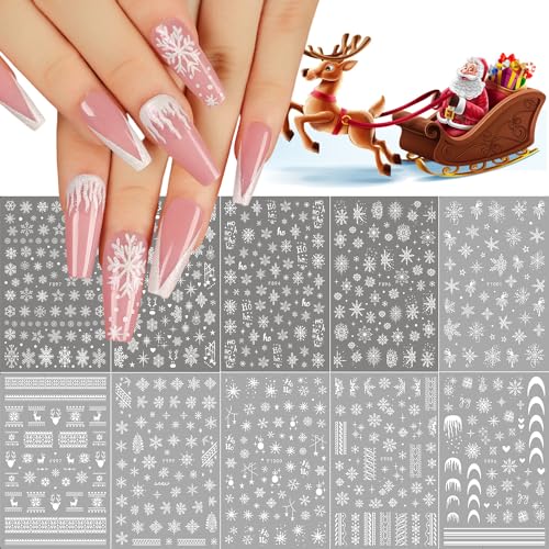 Christmas Snowflake Nail Art Stickers 3D Self-Adhesive Winter Decals