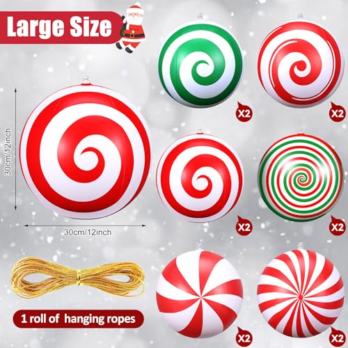 Multicolor 12 Inch Christmas Inflatable Balls - Oversized Holiday Ornaments - Small Variation