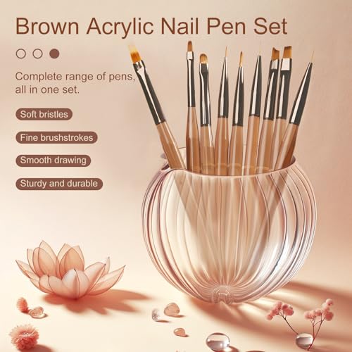 Kootinn 9-Piece Nail Art Brush Set - Professional Manicure Liner Brushes