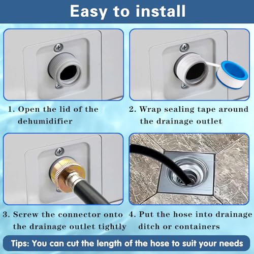 Benwanfee 5ft Dehumidifier Drain Hose, 3/4 Inch Brass Connector, Leakproof