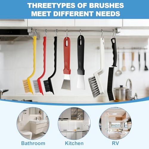 11-Piece Grout Cleaning Brush Set with Steel Scrapers for Deep Scrubbing