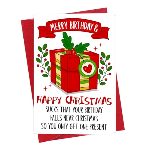 Funny Christmas Birthday Card with Envelope - 4x6 Size