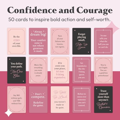 MindMint Bold Blush Affirmations for a Badass - 50 Self-Care Card Deck for Women